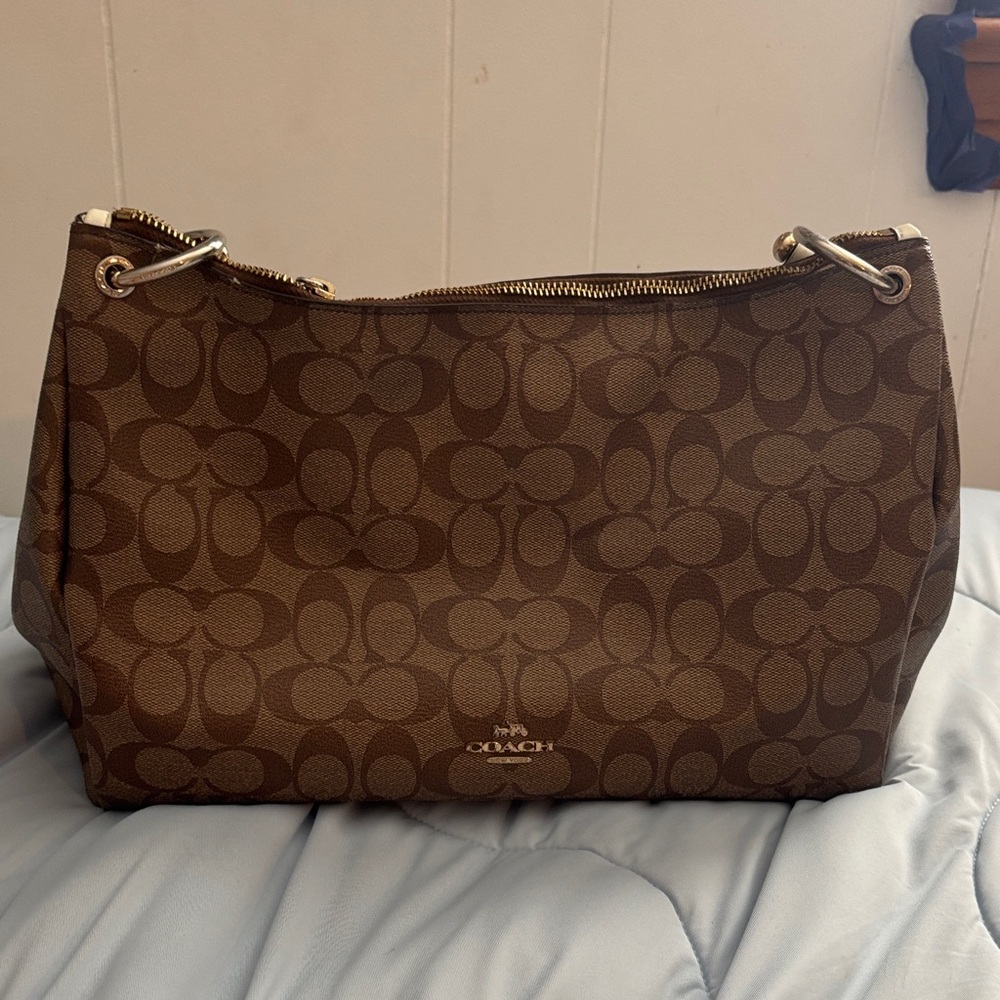Coach Brown Monogram Canvas Shoulder Bag